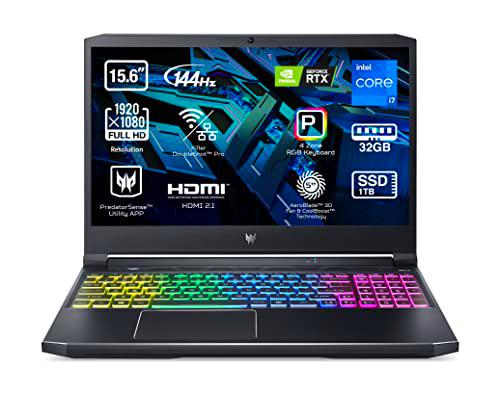 Predator Helios 300 15.6&quot; FHD IPS 144Hz Slim Bezel LCD Intel® Core™ i7-11800H 32GB 1024GB SSD NVIDIA® GeForce RTX™ 3060 6G-GDDR6 Black Sin Sistema Operativo