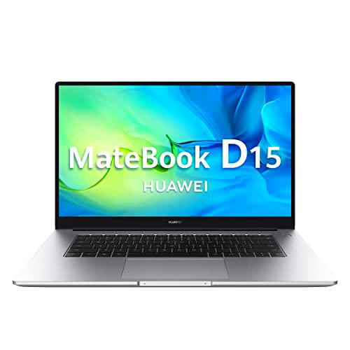 Portátil HUAWEI MateBook D15,Intel Core i7-1165G7,16GB RAM,512GB SSD,pantalla 15,6'' resolución FullHD,ligero cuerpo de aluminio,botón de inicio con huella dactilar,Win11,Teclado QWERTY Español, Plata
