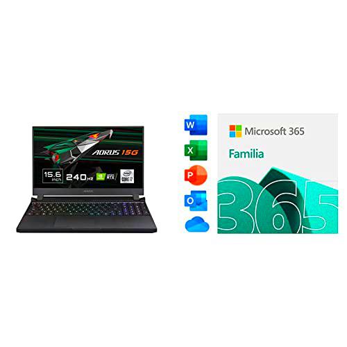 Gigabyte AORUS 15G XC - Ordenador portátil de 15.6&quot; FHD 240Hz ( Intel Core i7-10870H + Microsoft 365 Familia | Código de activación