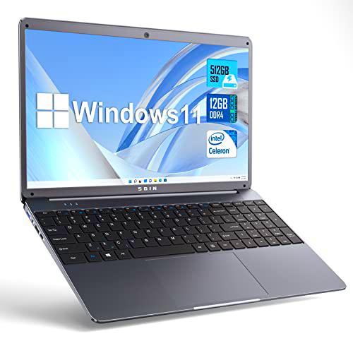 SGIN 15.6 Pulgadas Ordenador portátil Windows 11, 12 GB RAM 512 GB SSD Notebook