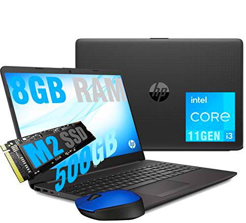 Ordenador portátil HP i3 250 G8 gris con pantalla LED de 15.6 pulgadas HD Cpu Intel Core i3-1115G4 11Th Gen hasta 4.1 GHz,RAM 8 GB DDR4,SSD M2 Nvme 500 GB,HDMI LAN WiFi BT/Windows 10 Pro,WiFi