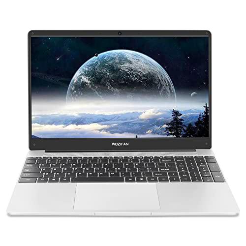 Ordenador portátil 15.6" 128GB SSD Admite expansión Windows 10 Intel 6GB RAM WOZIFAN Portátiles 2.4G+5G WiFi FHD Bluetooth 4.2 USB HDMI con ratón inalambrico &amp; Pegatinas Teclado español-Plata