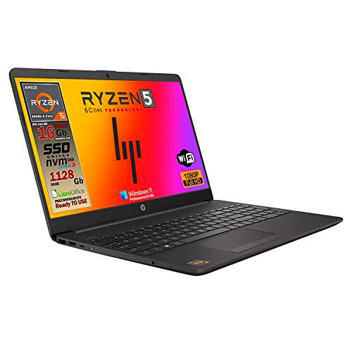 Hp Portátil, RYZEN 5 5500U 6 Core, SSHD de 1128 GB Pantalla IPS Full HD 15.6"