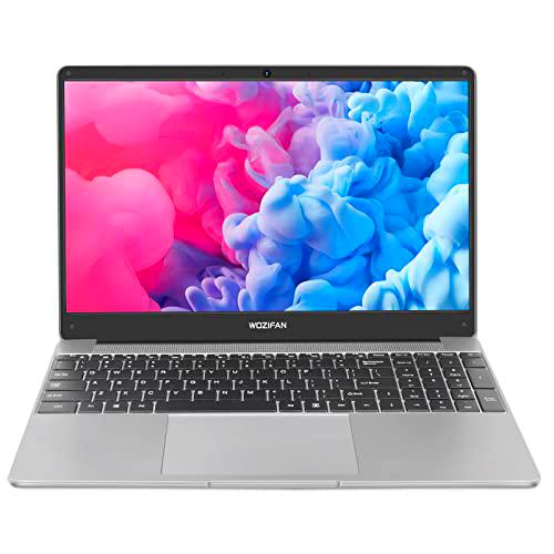 Ordenador portátil 15.6" 128GB SSD Admite expansión Windows 10 Intel 6GB RAM WOZIFAN Portátiles 2.4G+5G WiFi FHD Bluetooth 4.2 USB HDMI con ratón inalambrico &amp; Pegatinas Teclado español-Gris