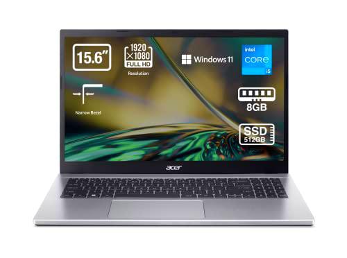 Acer Aspire 3 A315-59,Ordenador Portátil 15.6” Full HD LED,Laptop (Intel Core i5-1235U,12 GB RAM,512 GB SSD,Intel Iris Xe Graphics,Windows 11 Home),PC Portátil Color Plata,Teclado QWERTY Español