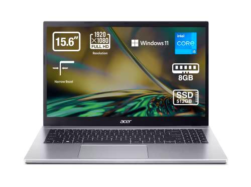 Acer Aspire 3 A315-59,Ordenador Portátil 15.6” Full HD LED,Laptop (Intel Core i5-1235U,12 GB RAM,512 GB SSD,Intel Iris Xe Graphics,Windows 11 Home),PC Portátil Color Plata,Teclado QWERTY Español