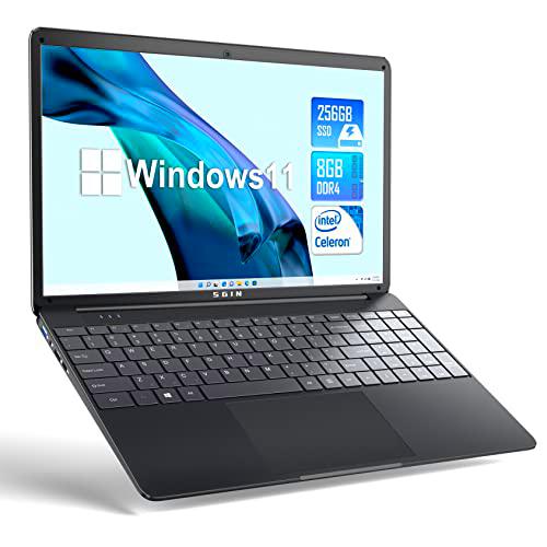 Ordenador Portátil 15,6 Pulgadas, SGIN 8GB RAM 256GB SSD ROM (1TB Expandible) Windows 11 Notebook con Celeron N4020C