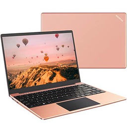 Ordenador portátil Windows 10 6GB RAM 128GB ROM Admite expansión SSD 1TB WOZIFAN 14" Intel Portátiles FHD 2.4G+5G WiFi Bluetooth 4.2 USB HDMI con ratón inalambrico &amp; Pegatinas Teclado español-Oro