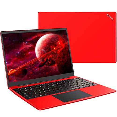 Ordenador portátil Windows 10 6GB RAM 128GB ROM Admite expansión SSD 1TB WOZIFAN 14" Intel Portátiles FHD 2.4G+5G WiFi Bluetooth 4.2 USB HDMI con ratón inalambrico &amp; Pegatinas Teclado español-Rojo