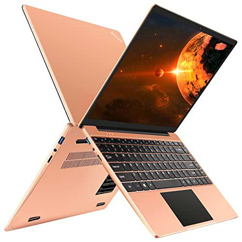 PC portátil 14" 128GB SSD Soporta expansión 1TB Windows 10 Intel 6GB RAM Notebook Aocwei 1080 FHD 2.4G+5G WiFi Bluetooth USB HDMI con protección del teclado(Español) &amp; ratón inalámbrico Oro