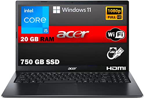 Ordenador portátil Acer i5 con pantalla de 15.6 pulgadas Full HD Cpu Intel Quad Core i5-8265U de 1.6 GHz a 3.9 Ghz