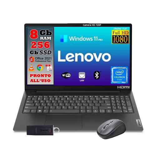 Lenovo Ordenador portátil Monitor de 15,6&quot; Full HD Intel Core N4500 hasta 2,8 GHz RAM 8 GB SSD 256 GB Paquete Office Pro 2021 Windows 11 Pro Listo para usar