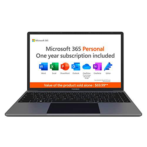 THOMSON Ordenador portátil de 14" 3K IPS Intel Celeron N5100 Quad Core