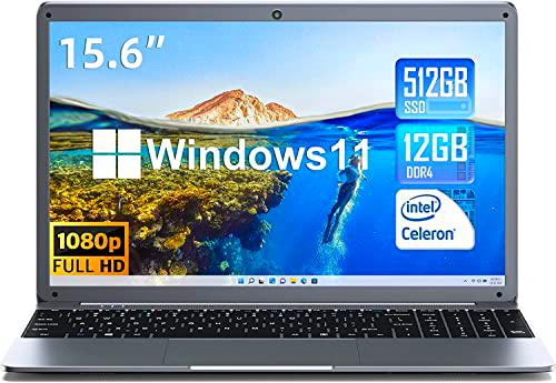 SGIN 15,6 Pulgadas Ordenador Portátil, 12 GB RAM 512 GB SSD Windows 11 Notebook