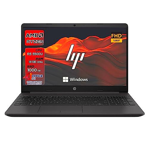 HP 255 G8 | PC portátil portátil Ryzen 5500U | RAM 16 GB ddr4 | SSD 1000 GB NVMe | Pantalla FHD de 15,6" | BT | WiFi | Windows 11 Pro | Office Pro | Ordenador portátil listo para usar