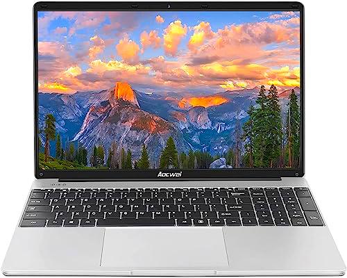 Aocwei Ordenador portátil 15.6" 6GB RAM 256 GB SSD Admite expansión Intel Windows 11 Portátiles FHD 2.4G+5G WiFi Bluetooth 4.2 USB HDMI con ratón inalambrico &amp; Pegatinas Teclado español-Plata