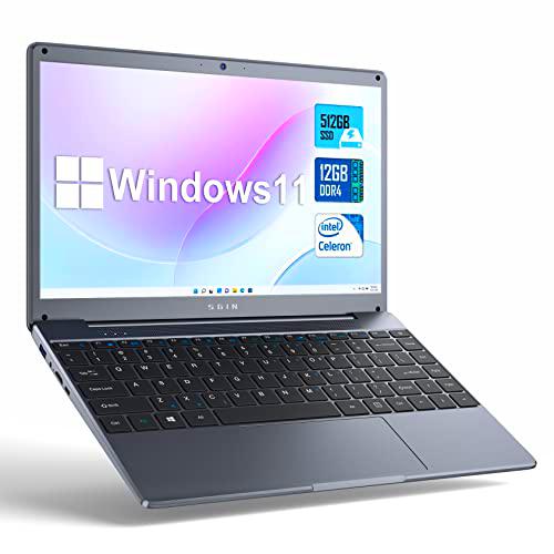 SGIN 14 Pulgadas Ordenador portátil, 12 GB RAM 512 GB SSD Notebook