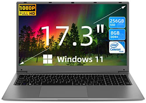 SGIN - Ordenador portátil de 17 pulgadas, 8 GB RAM 256 GB SSD Windows 11 Notebook