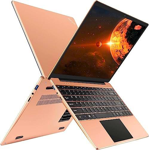 Computadora Portátil 14" Intel N4020 Up to 2.8Ghz 6+256GB SSD Admite expansión 1TB Windows 11 Portátiles 2.4G+5G WiFi Bluetooth 4.2 Mini HDMI con ratón inalambrico&amp;EspañolProtector de Teclado-Oro