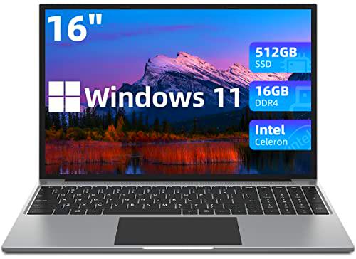 Jumper 16 pulgadas ordenador portátil, Windows 11 PC portátil con Celeron N5095