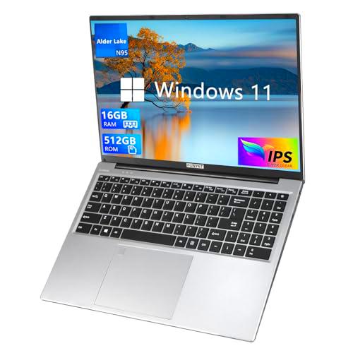FUNYET Ordenador Portatil Windows 11 Pro Computadora Portatil N95 CPU 16'' IPS FHD Screen Laptop 16GB LPDDR4 512GB SSD USB Bluetooth 4.2 HDMI WiFi Doble Banda