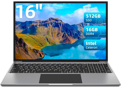 JUMPER Ordenador Portatil, 16GB RAM 512GB SSD, 16" FHD PC Portatil