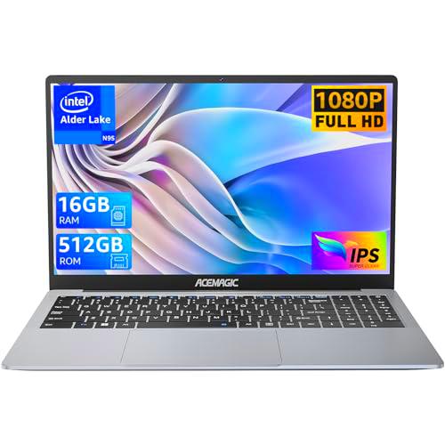 ACEMAGIC Ordenador Portatil de 15.6" Full HD Intel N95(Up to 3.4Ghz) Windows 11 Pro,16GB RAM