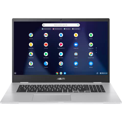 Asus Chromebook CX17 Entry Laptop | Pantalla Matt HD+ de 17,3 pulgadas | Intel Celeron | 4GB RAM | 64GB SSD | Gráficos UHD | Chrome OS | Teclado QWERTZ | plata |