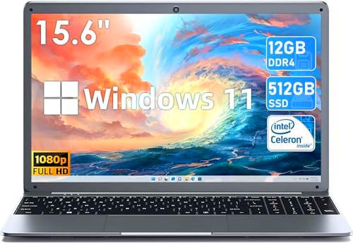 SGIN 15.6" Ordenador Portátil Windows 11 Home, 8GB RAM 256GB SSD ROM PC Portátil (TF 512GB)