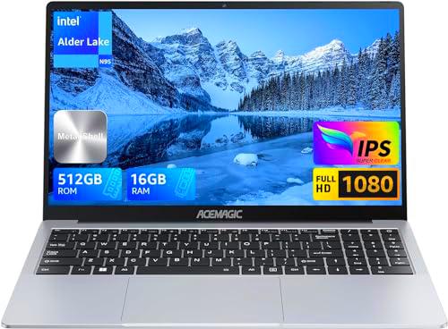 ACEMAGIC Ordenador Portátil 15,6 Pulgadas 16GB DDR4 512GB SSD Intel N95(hasta 3.4Ghz) Portátil Expansión 2TB,1920 * 1080,BT5.0,5G WiFi,Altavoz,micrófono,USB 3.2,HDMI,Tipo C,diseño de Metal Ligero