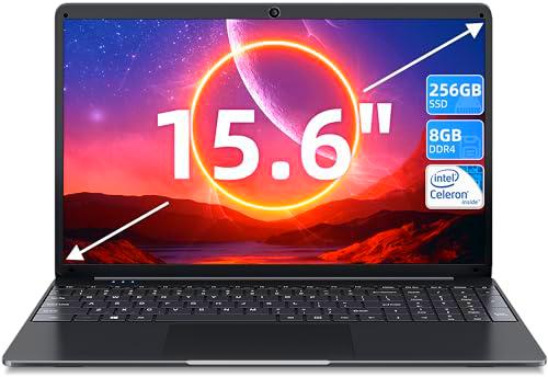 SGIN Ordenador Portátil 15.6 Pulgadas, 256GB SSD 8GB DDR4(512 GB TF) PC Portátil con Quad Core Processor