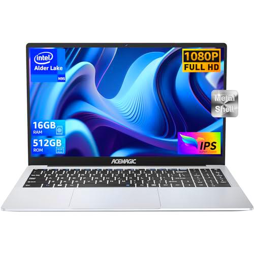 ACEMAGIC Ordenador Portátil 15,6 Pulgadas 16GB DDR4 512GB SSD Intel N95(hasta 3.4Ghz) Portátil Expansión 2TB,1920 * 1080,BT5.0,5G WiFi,Altavoz,micrófono,USB 3.2,HDMI,Tipo C,diseño de Metal Ligero