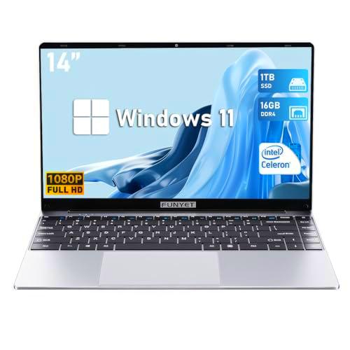 FUNYET Ordenador Portatil, N5095 (hasta 2,9 GHz), 16GB RAM 1TB SSD Windows 11 Pro 14.1" IPS FHD 1920 * 1080 PC Portatil
