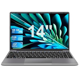 Portátil 14" N4020 up to 2.8GHz 128GB ROM Soporte de expansión SSD 1TB Intel 6GB Windows 11 FHD1080 2.4G + 5G WiFi Bluetooth 4.2 HDMI con ratón inalámbrico y pegatina AZERTY-Gris