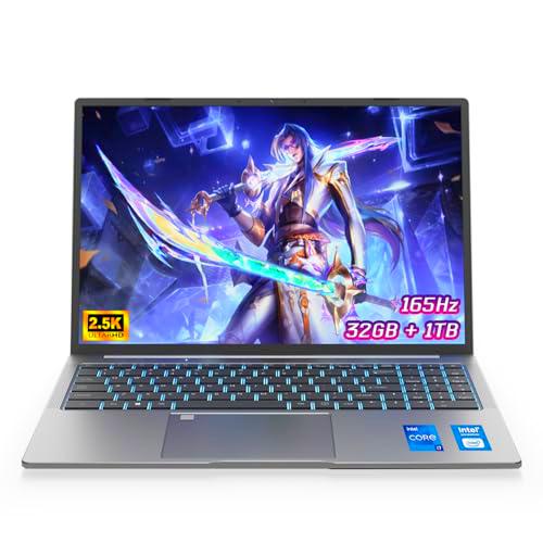 Ninkear Laptop 16'' Core i7 13620H 4.9Ghz 165Hz 2.5K IPS Screen 32GB DDR4 1TB SSD Intel Iris Xe Graphics Teclado retroiluminado desbloqueo huellas dactilares Windows 11 Wifi 6 ordenador portátil