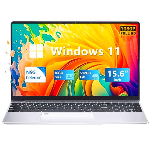 15,6" Portátil 16GB DDR4 512GB SSD, Ordenador portátil N95 CPU