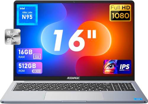 Ordenador Portátil 16 Pulgadas,16GB DDR4 512GB SSD Portátil Expansión 2TB,Intel 12th Alder Lake N95(DERROTA A N5095) Notebook,1920 * 1200