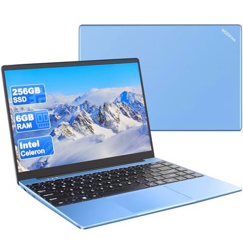 WOZIFAN 14"Ordenador Portatil 256GB SSD Intel N4020(hasta 2.8Ghz) 2-Core Win 11 PC 1920x1080 FHD Dual WiFi BT 4.2 Soporta 1TB SSD Expansión con Ratón Inalámbrico para Trabajo-Estudio-Aprendizaje-Azul