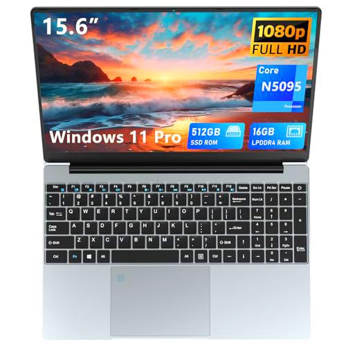 DUNHOO Ordenador Portatil 15,6 Pulgadas - PC portátil 512 GB SSD 16 GB RAM Celeron-N5095 FHD PC Portatil