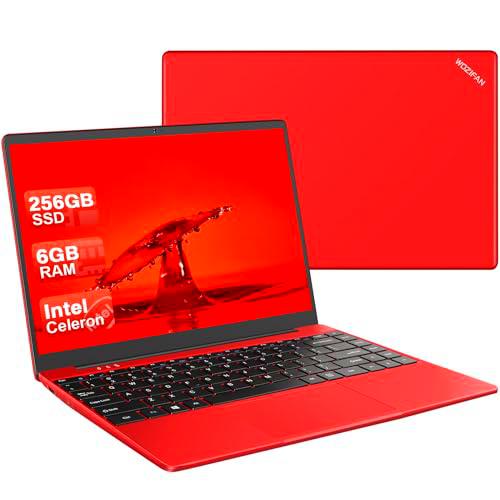 Ordenador Portátil 14" 256GB SSD Intel N4020(Hasta 2.8Ghz) 2-Core Win 11 PC 1920x1080 FHD Dual WiFi BT 4.2 Soporta 1TB SSD Expansión con Ratón Inalámbrico para Trabajo-Estudio-Aprendizaje-Rojo