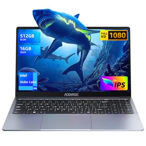ACEMAGIC Ordenador Portátil 15,6 Pulgadas 16GB DDR4 512GB SSD Intel N95(hasta 3.4Ghz) Portátil Expansión 2TB,1920 * 1080,BT5.0,5G WiFi,Altavoz,micrófono,USB 3.2,HDMI,Tipo C,diseño de Metal Ligero