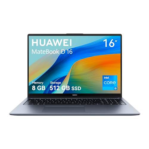 HUAWEI MateBook D16 12th i5 8+512,Procesador Intel®Core™ Serie,Cuerpo Ligero de 1,68 kg,Pantalla FullView de 16 Pulgadas,Delgada,Supercharge,batería de Gran Capacidad
