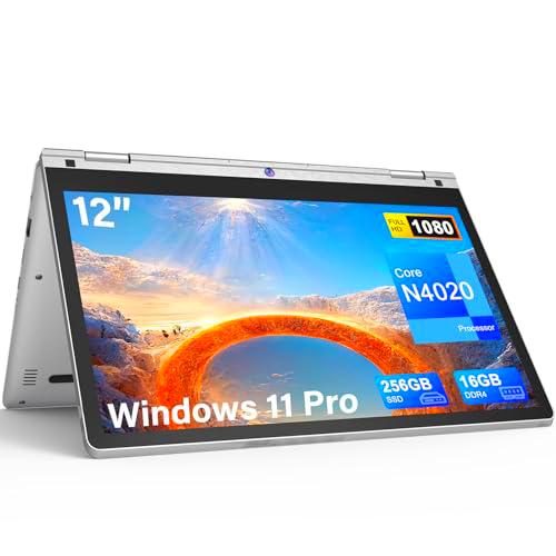 12" Ordenador Portátil Celeron N4020 CPU, Convertible 360º Tactil Portatil Windows 11 Pro