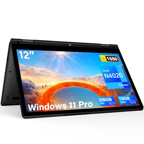 12" Ordenador Portátil Celeron N4020 CPU, Convertible 360º Tactil Portatil Windows 11 Pro