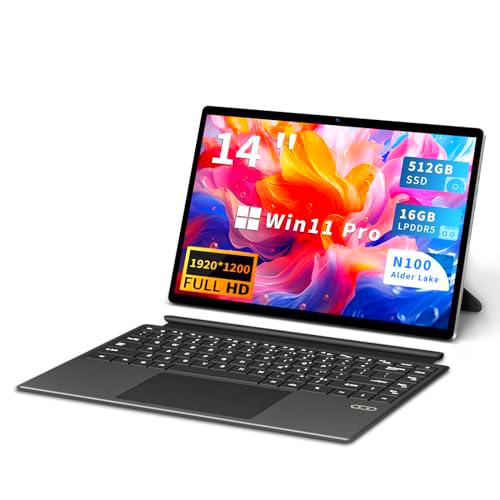 KUMNOSAL Ordenador Portátil 2 en 1 Pantalla táctil 14"IPS,Laptop Alder Lake-N100 de 12.a Gen,16GB LPDDR5+512GB SSD