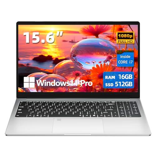 DARYUKUM Ordenador Portátil 16GB RAM 512GB SSD, 15.6" PC Portátil Core i7-1185g7 CPU