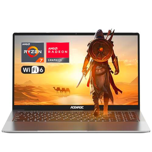 ACEMAGIC Ordenador Portátil Gaming AMD Ryzen 7 5700U(Batería i7-1265U),Tastiera Retroilluminata,RAM 16GB NVME SSD 512GB,Gráficos Radeon RX Vega 8,16,1" Full HD,WiFi 6-Teclado QWERTY español