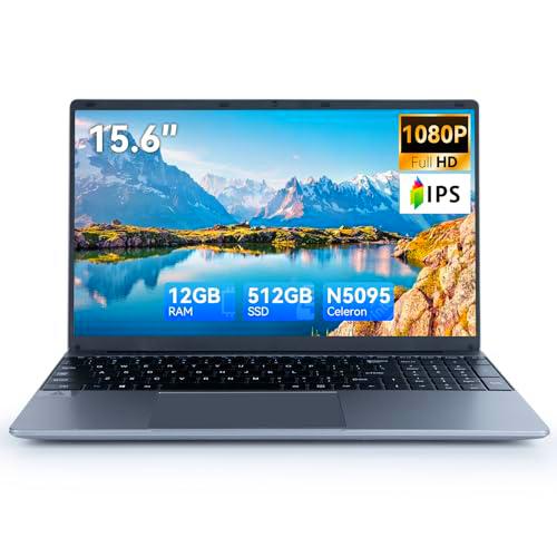 Hcjip Ordenador Portátil 15,6 Pulgadas, 12GB DDR4 512GB SSD Laptop