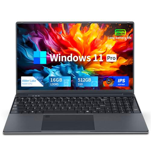 Wexultor Portátil Celeron N100 CPU, 15.6" Ordenador Portátil 16GB RAM 512GB SSD