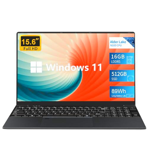 Ordenador Portátil 15,6", PC Portátil Alder Lake-N100,16GB RAM 512GB SSD Laptop Windows 11 Pro
